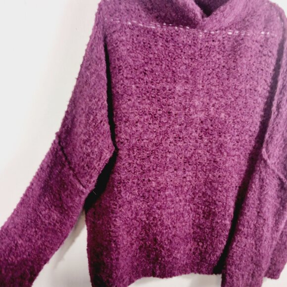 Free People, Burgundy Oversized Alpaca (89%) Nylon (11%) Sweater, Size MED, Soft - Picture 7 of 13